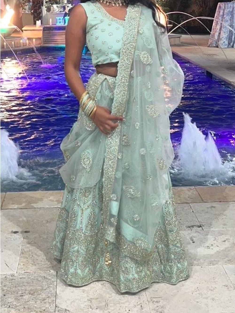 Embellished Mint Green Lehenga Set